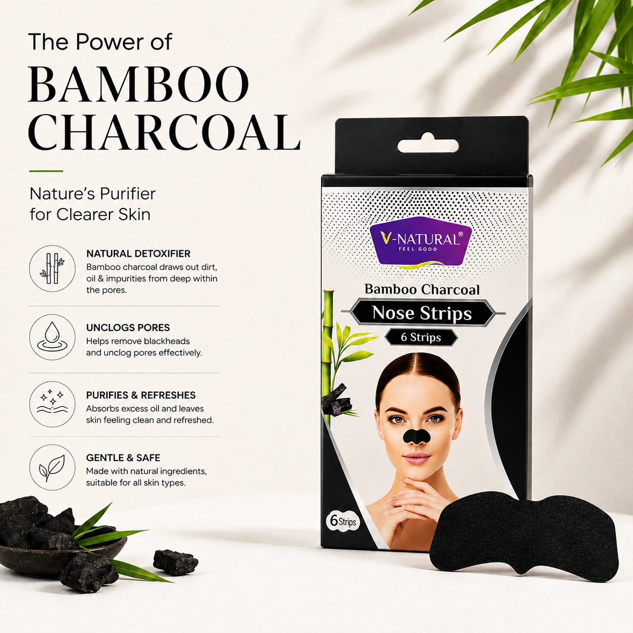 Bamboo Charcoal Nose - 6 Strip