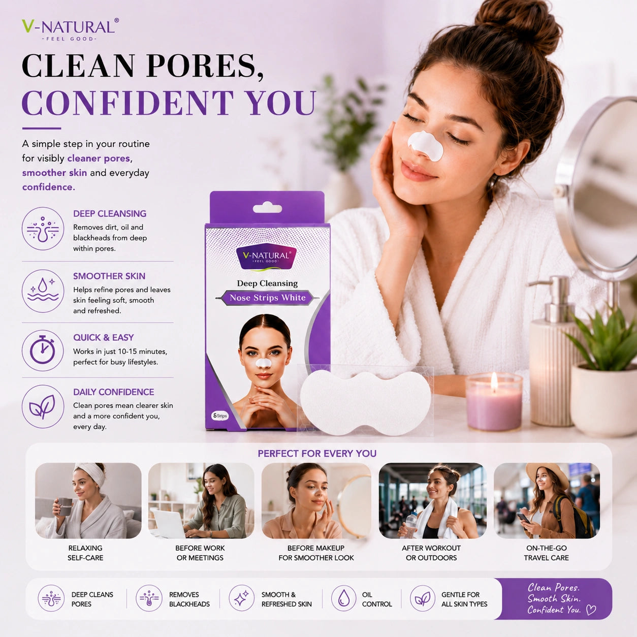 Deep Cleansing Nose Strips White - 6 Strips
