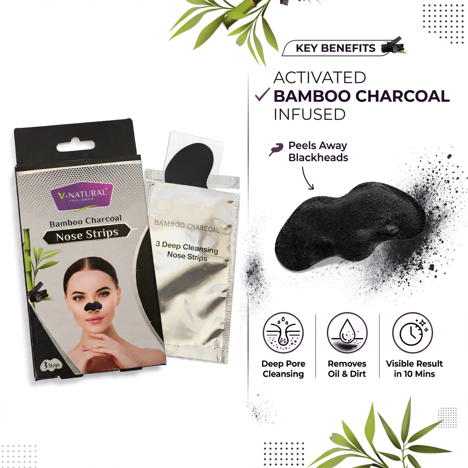 Bamboo Charcoal Nose - 3 Strip