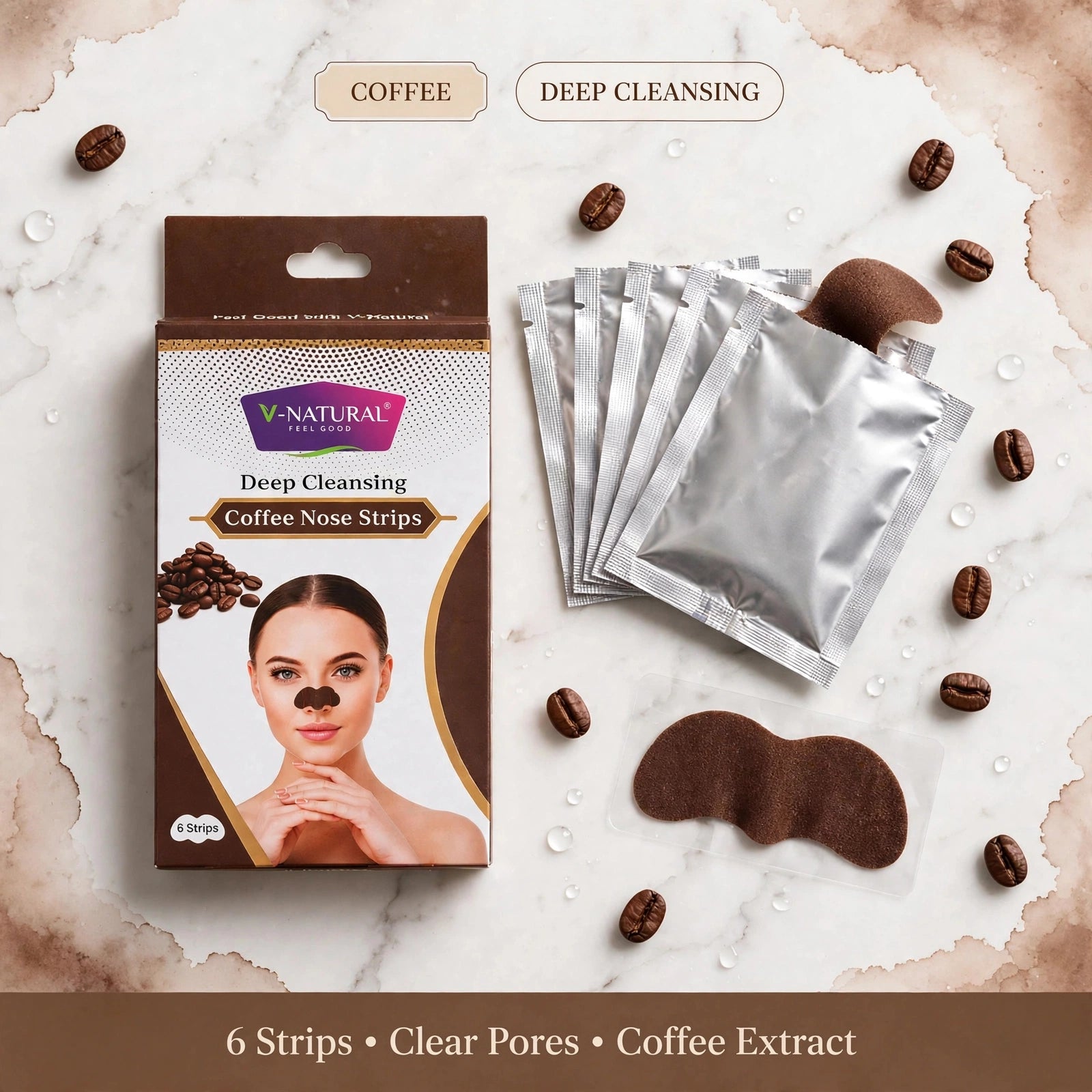 Deep Cleansing Coffee Nose Strips - pack of 6