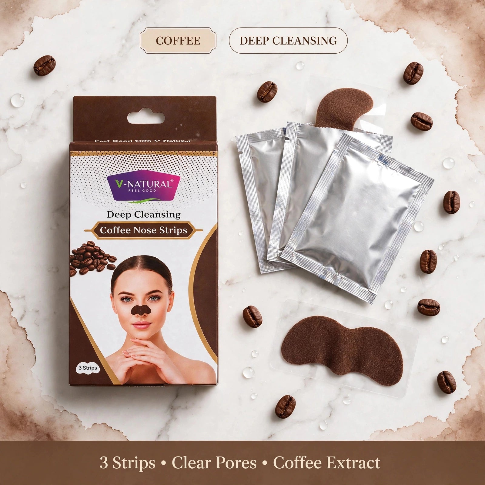 Deep Cleansing Coffee Nose Strips - pack of 3