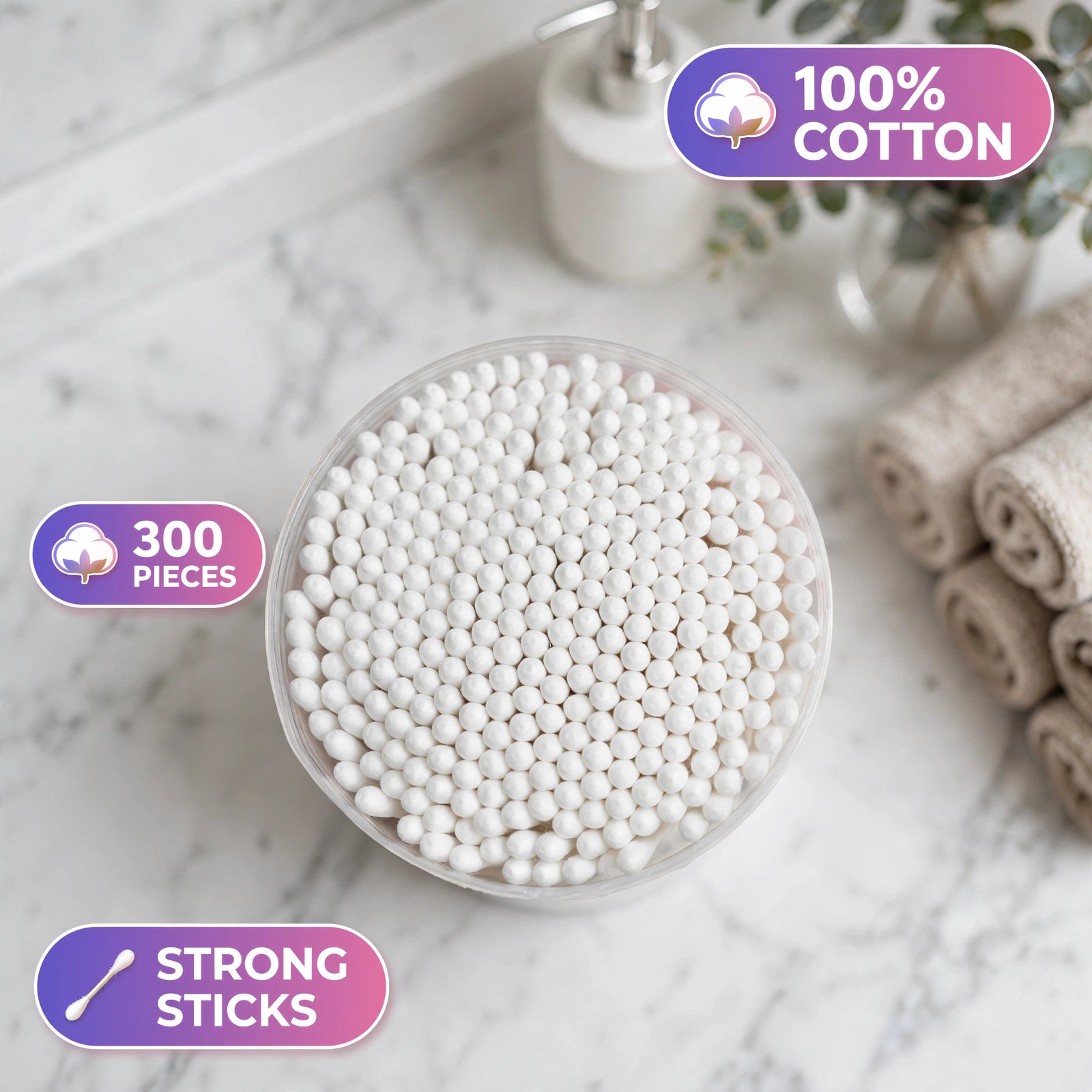 Cotton Swabs - 300 Pieces