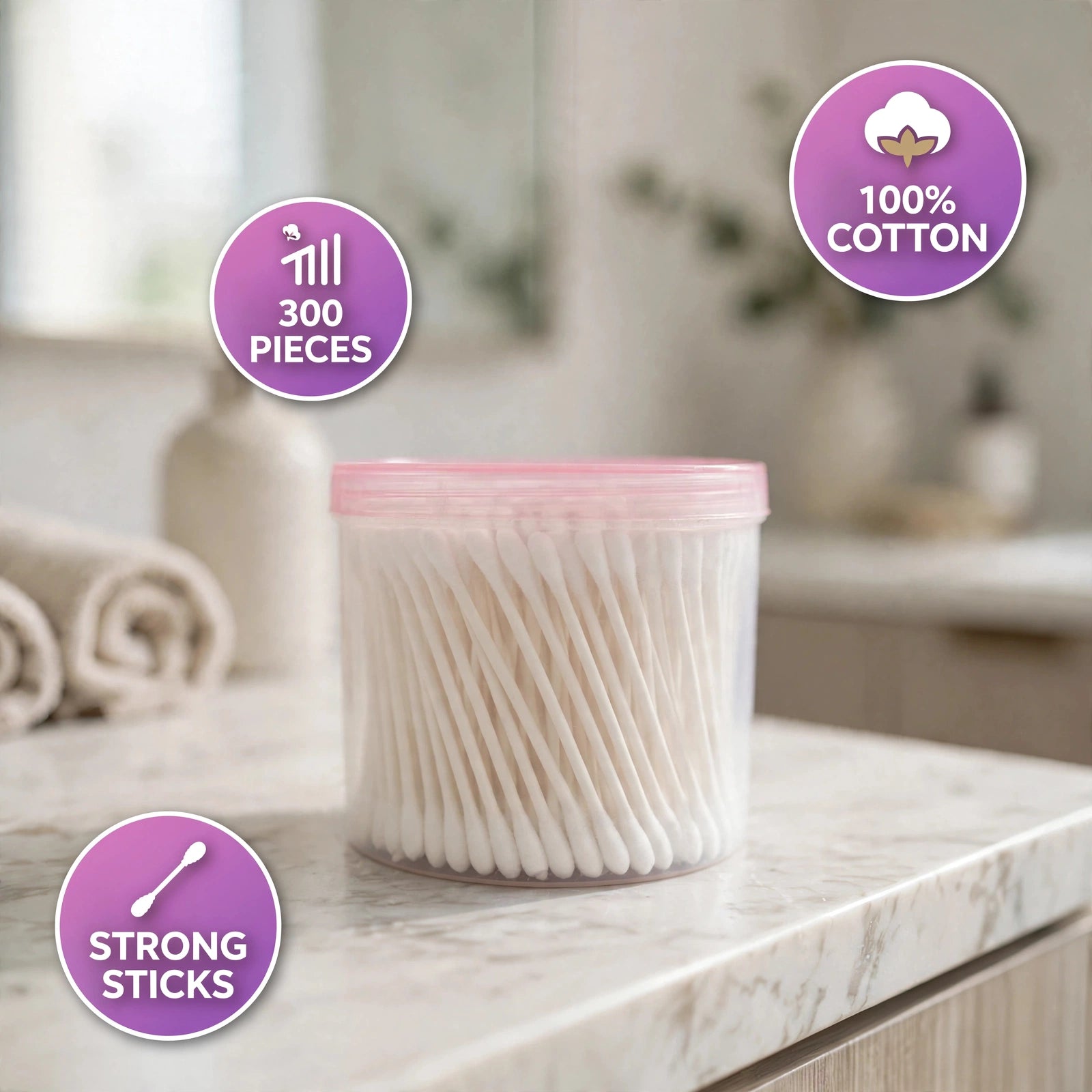 Cotton Swabs - 300 Pieces