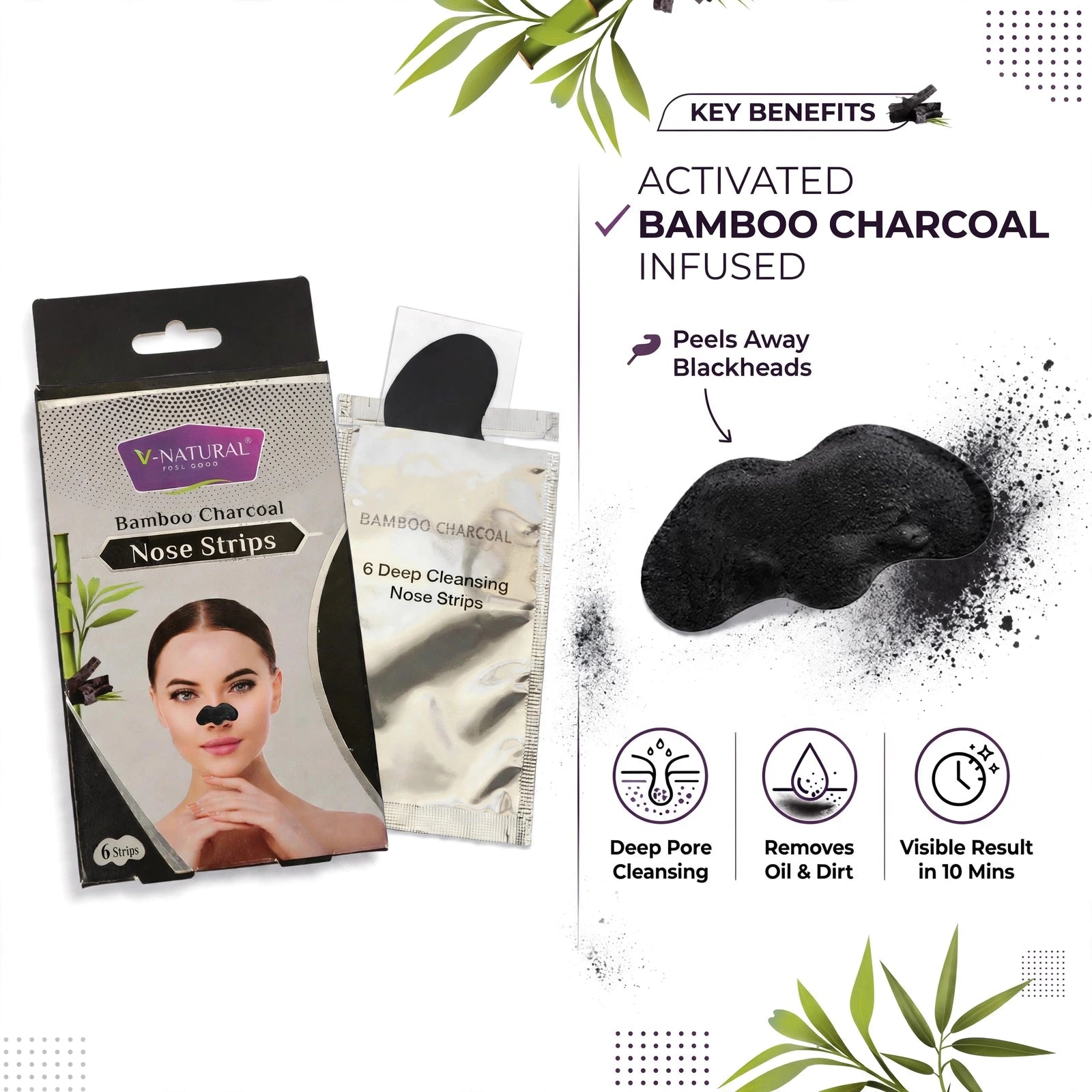 Bamboo Charcoal Nose - 6 Strip