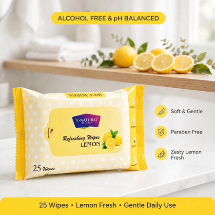 Refreshing Wipes Lemon Wet Wipes 25 Pcs
