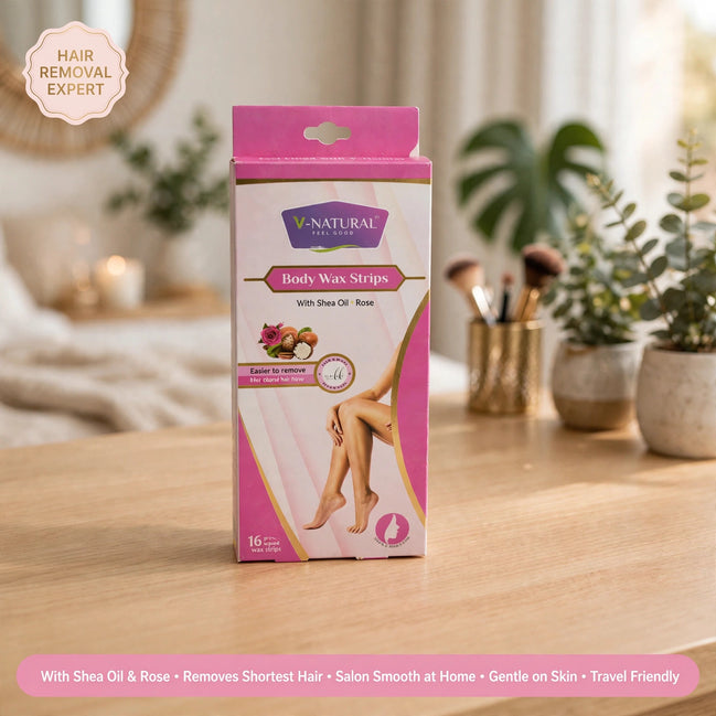 Body Wax Strips With Shea Oil & Rose (16 Wax Strips +2 Post Wipes)