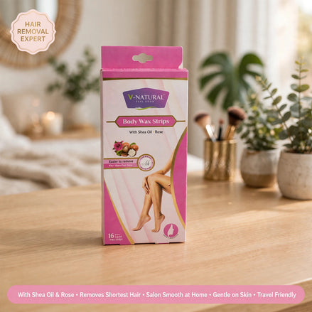 Body Wax Strips With Shea Oil & Rose (16 Wax Strips +2 Post Wipes)