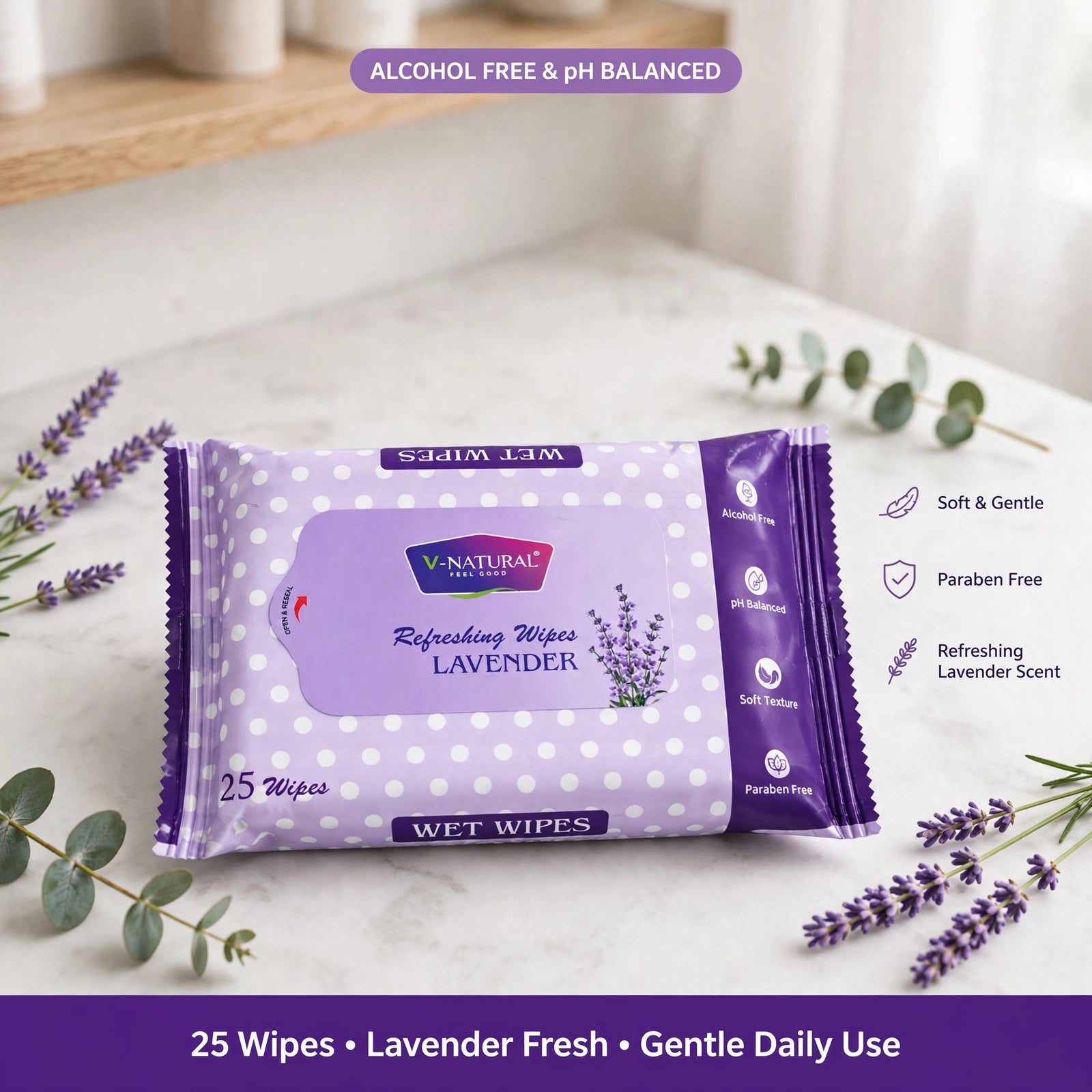 Refreshing Wipes LAVENDER 25 Wipes