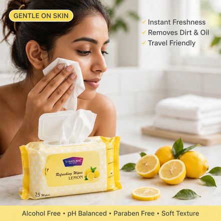 Refreshing Wipes Lemon Wet Wipes 25 Pcs
