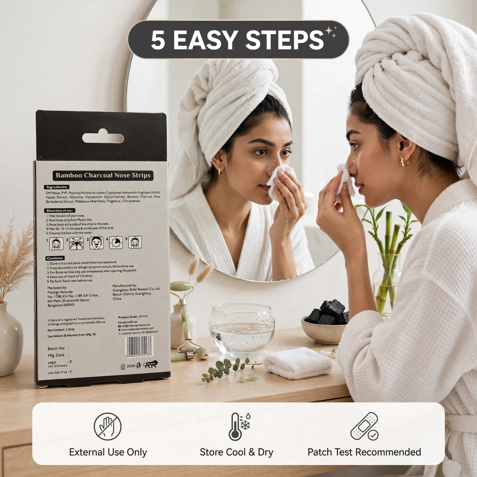 Bamboo Charcoal Nose  1 Strip